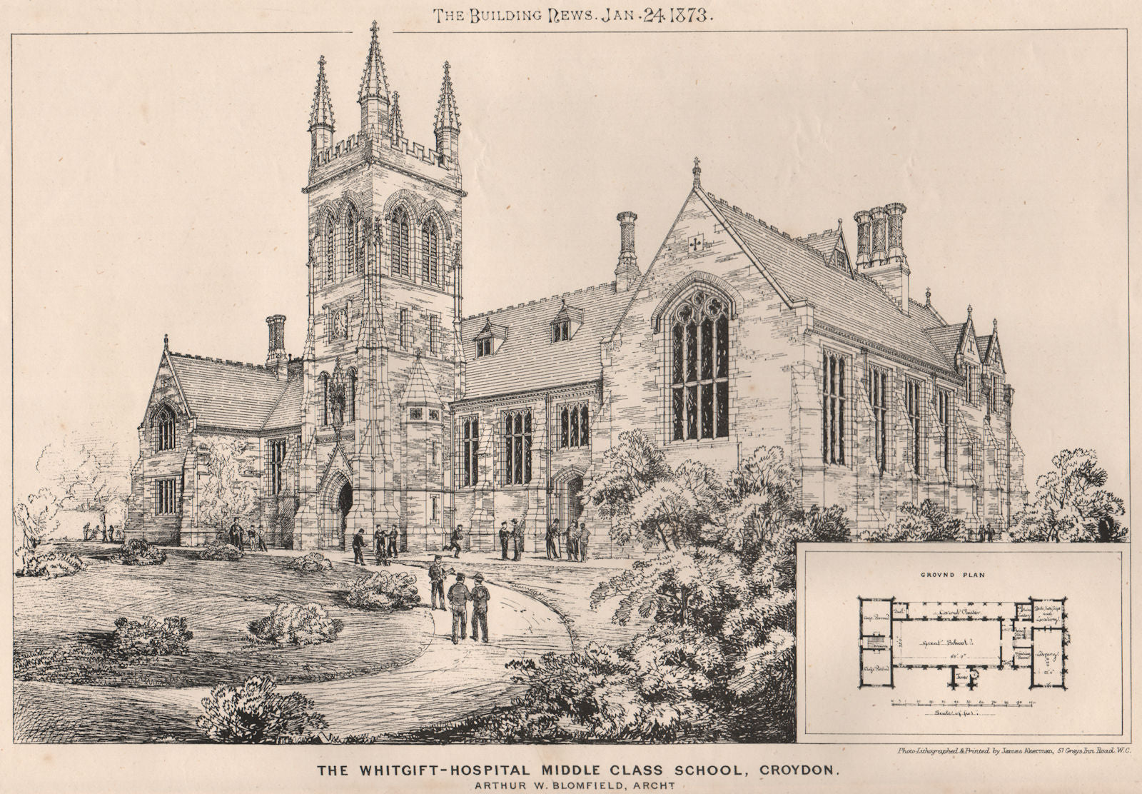 Whitgift Hospital Middle Class School, Croydon; Arthur W. Blomfield Archt 1873